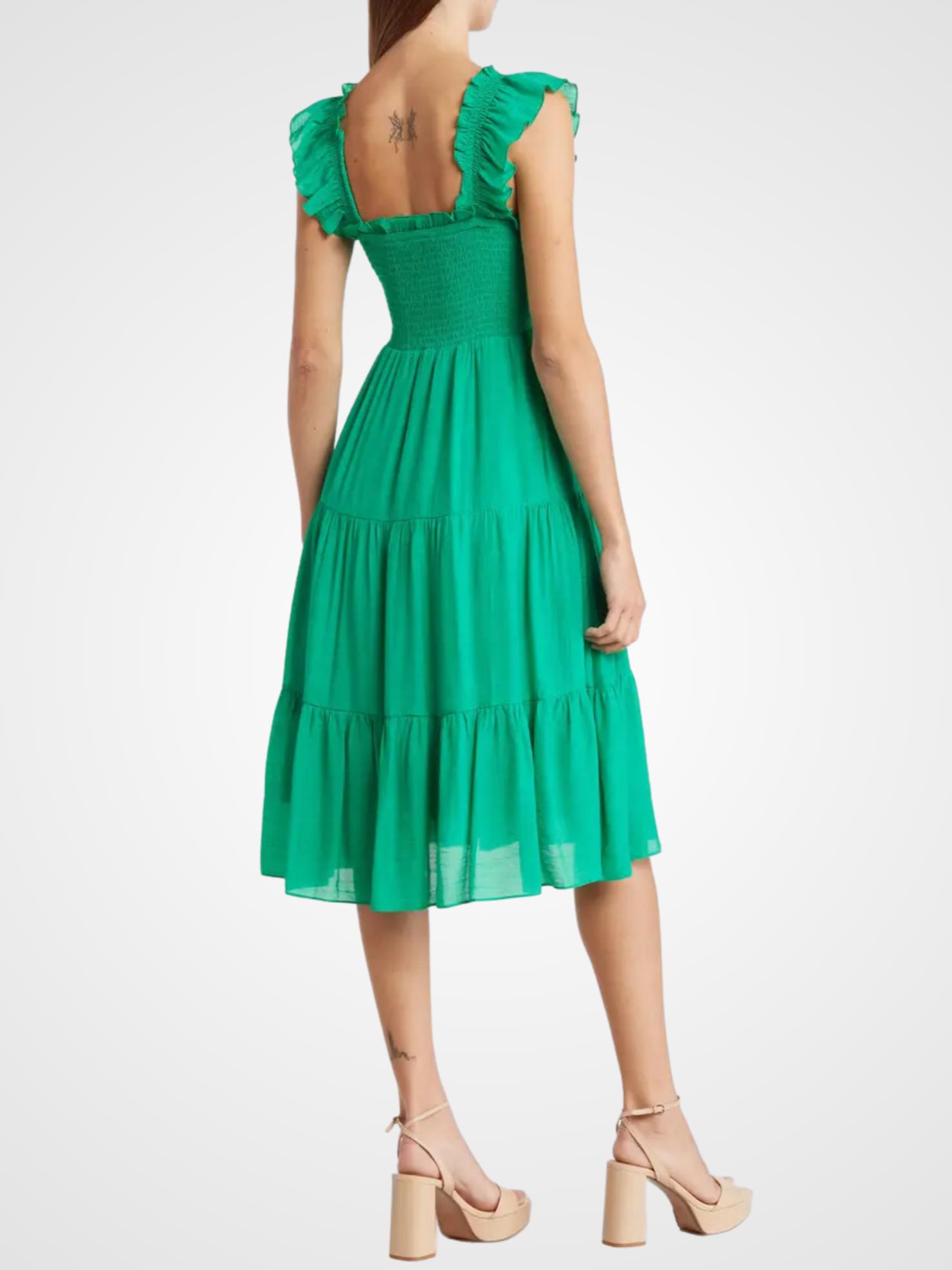 knee length dresses for ladies 90s Nanette Lepore Rosette Midi Dress-sz 6/8 – The Phonebooth