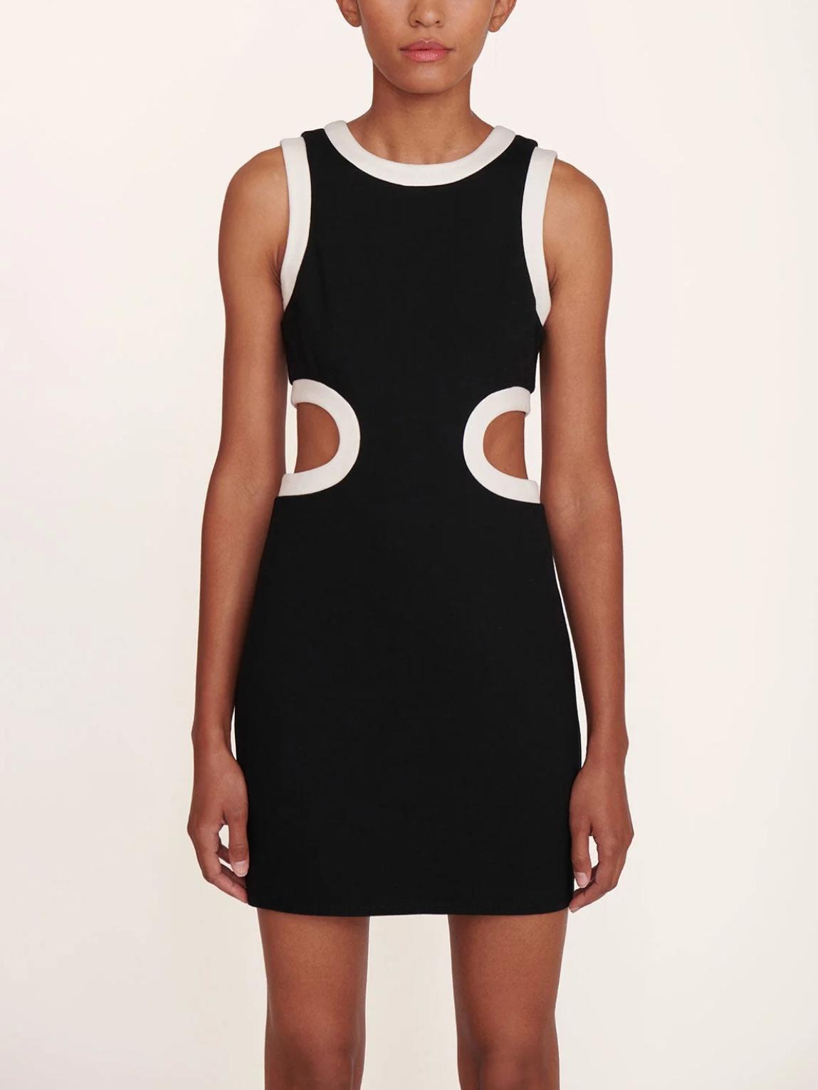 staud cut out dress STAUD Prismatic asymmetric cutout ribbed-knit maxi dress