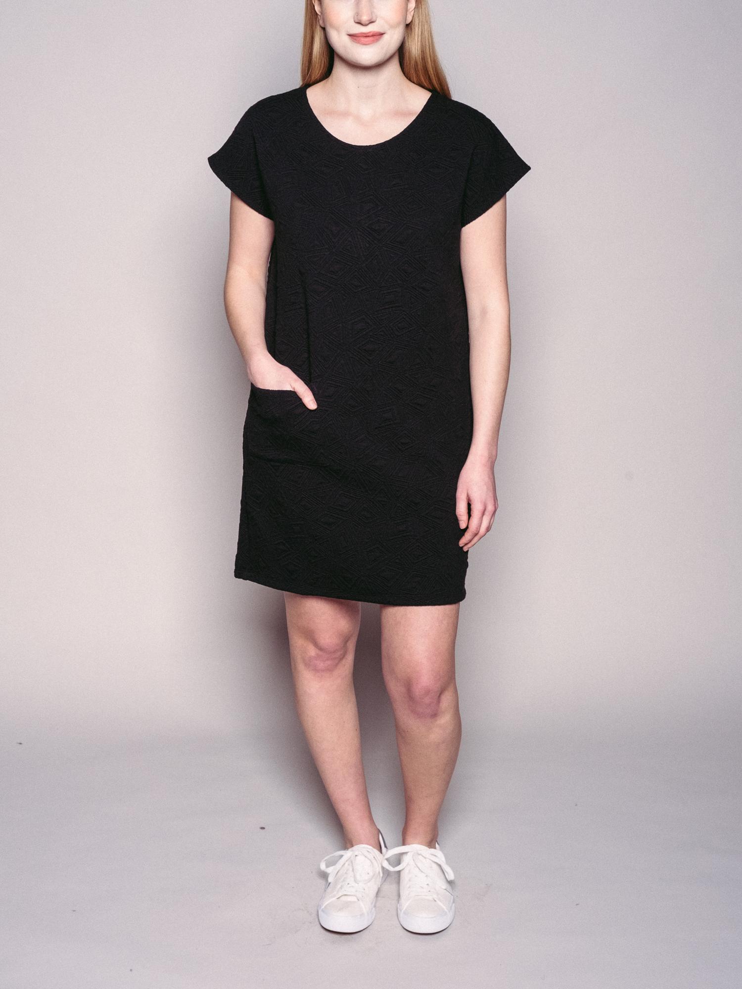 womens long sleeve denim dress Aileen 3/4 Sleeve Denim Dress Black Wash / L