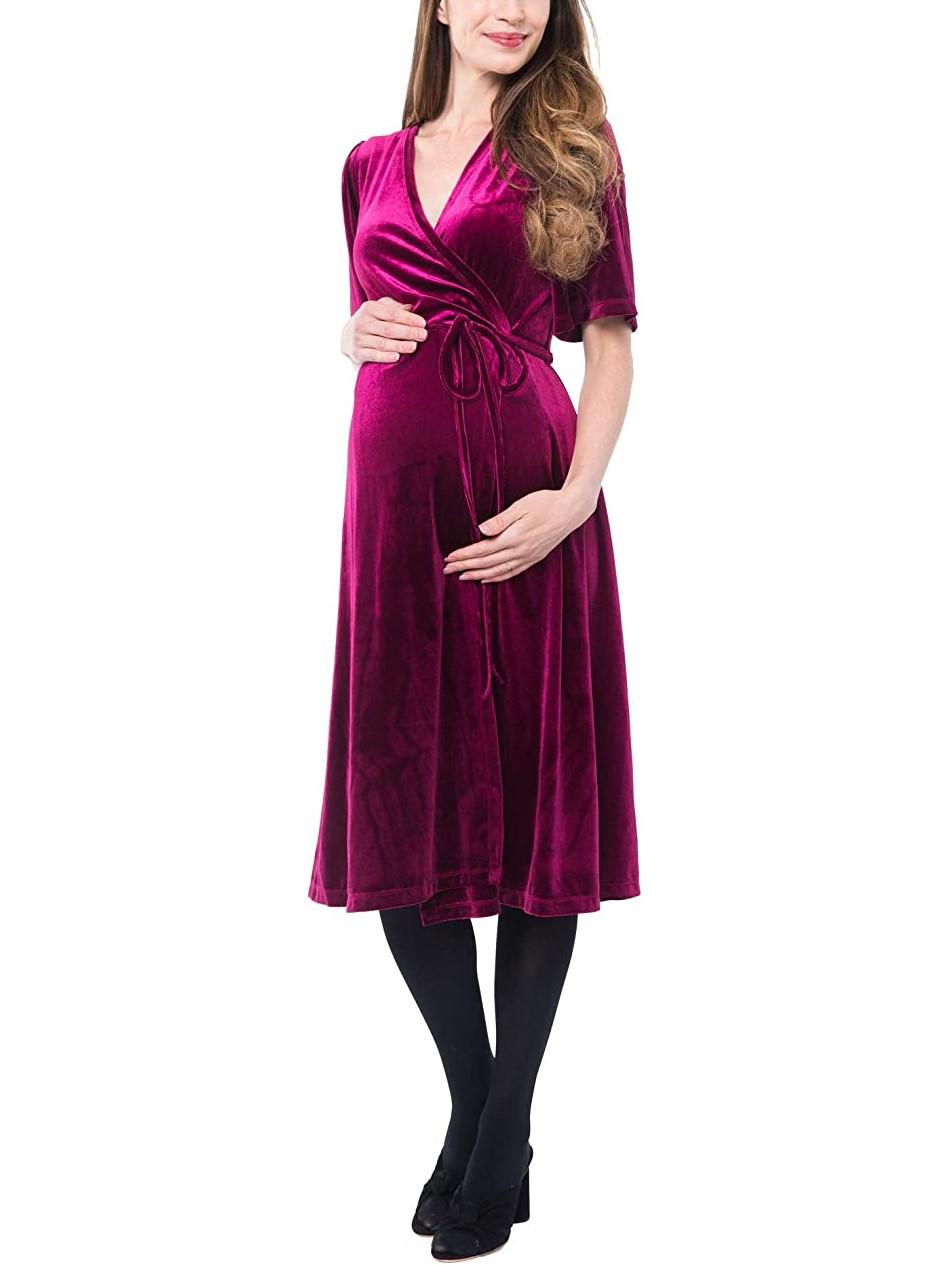 knee length dresses for ladies Wrap Flounce Midi Dress main image 1