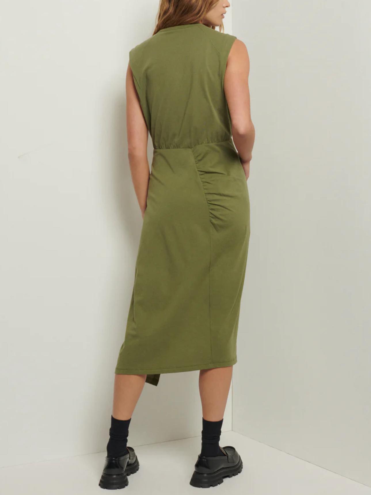 green emerald velvet dress Derek Lam 10 Crosby NARA Cotton Poly POPLIN Applique Dress,  Fatigue/Seafoam, 0 at Amazon Women's Clothing store main image 1