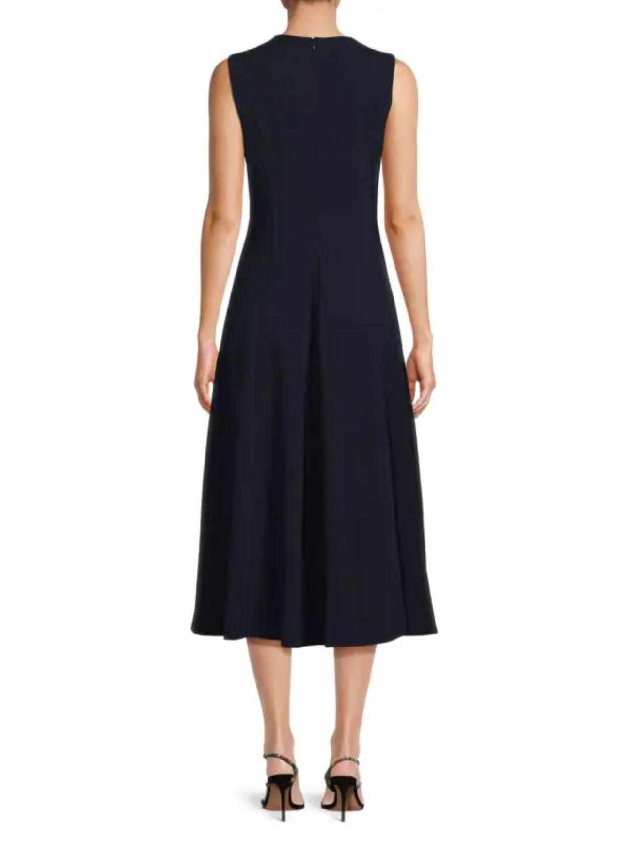 fitted lace wedding dress Essential Square Neck Flared Sleeveless Midi Dress Black – Lady Biba US main image 1