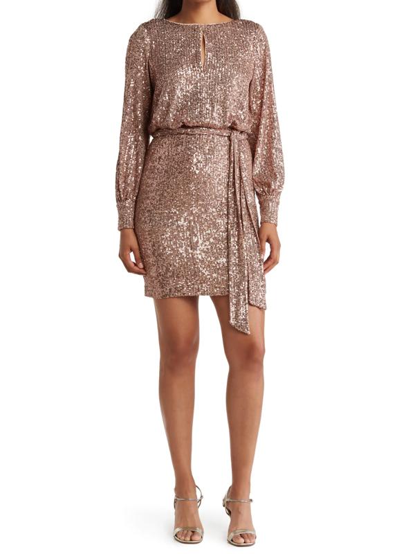 Armoire | Rent this Eliza J Sequin Keyhole Long Sleeve Mini Dress
