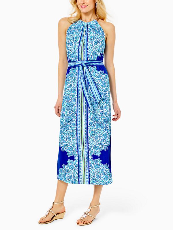 Rent this Lilly Pulitzer Bingham Halter Top Midi Dress - Armoire