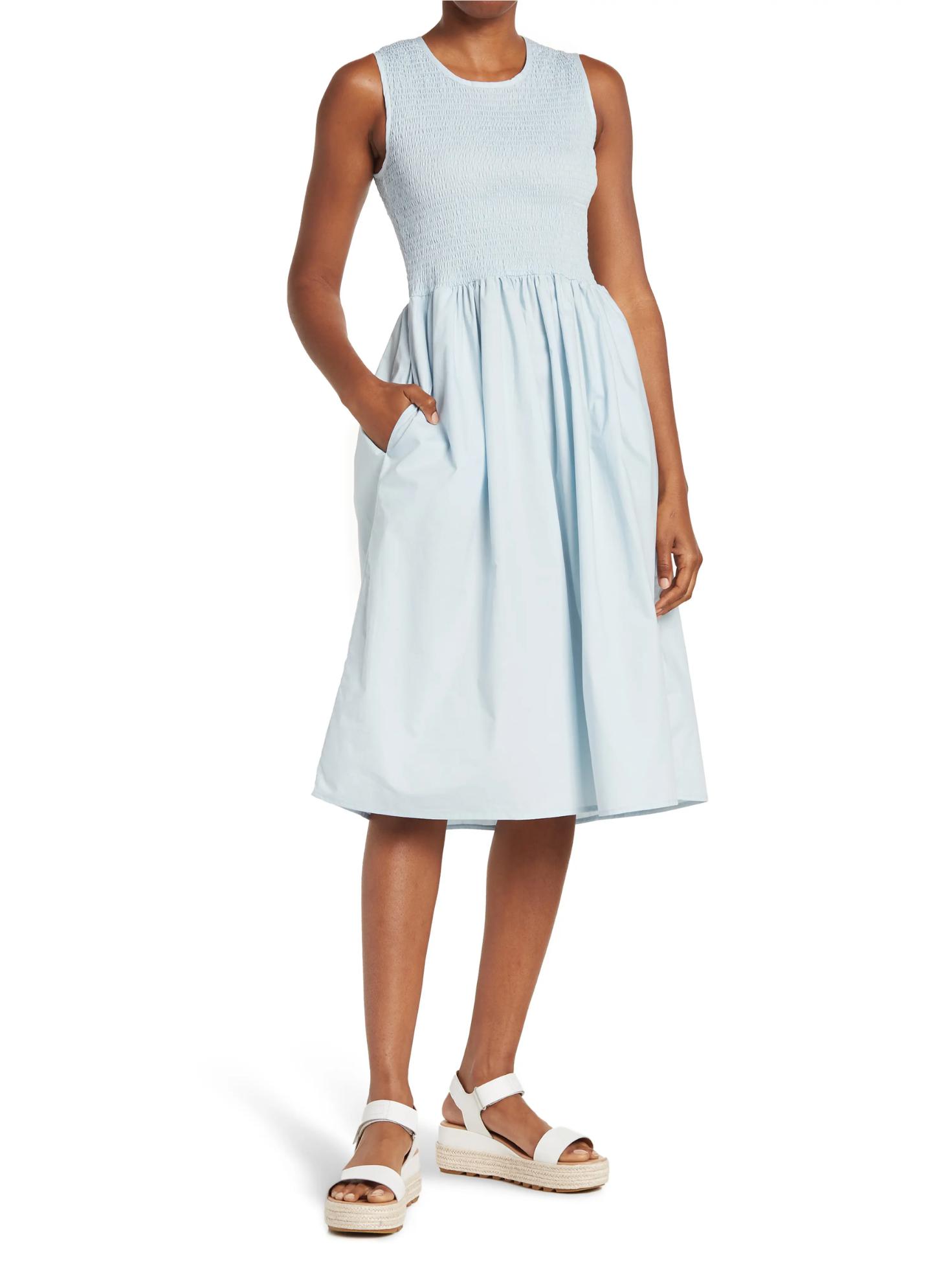 french connection light blue dress Serenity Dale Crepe Midi Dress main image 0