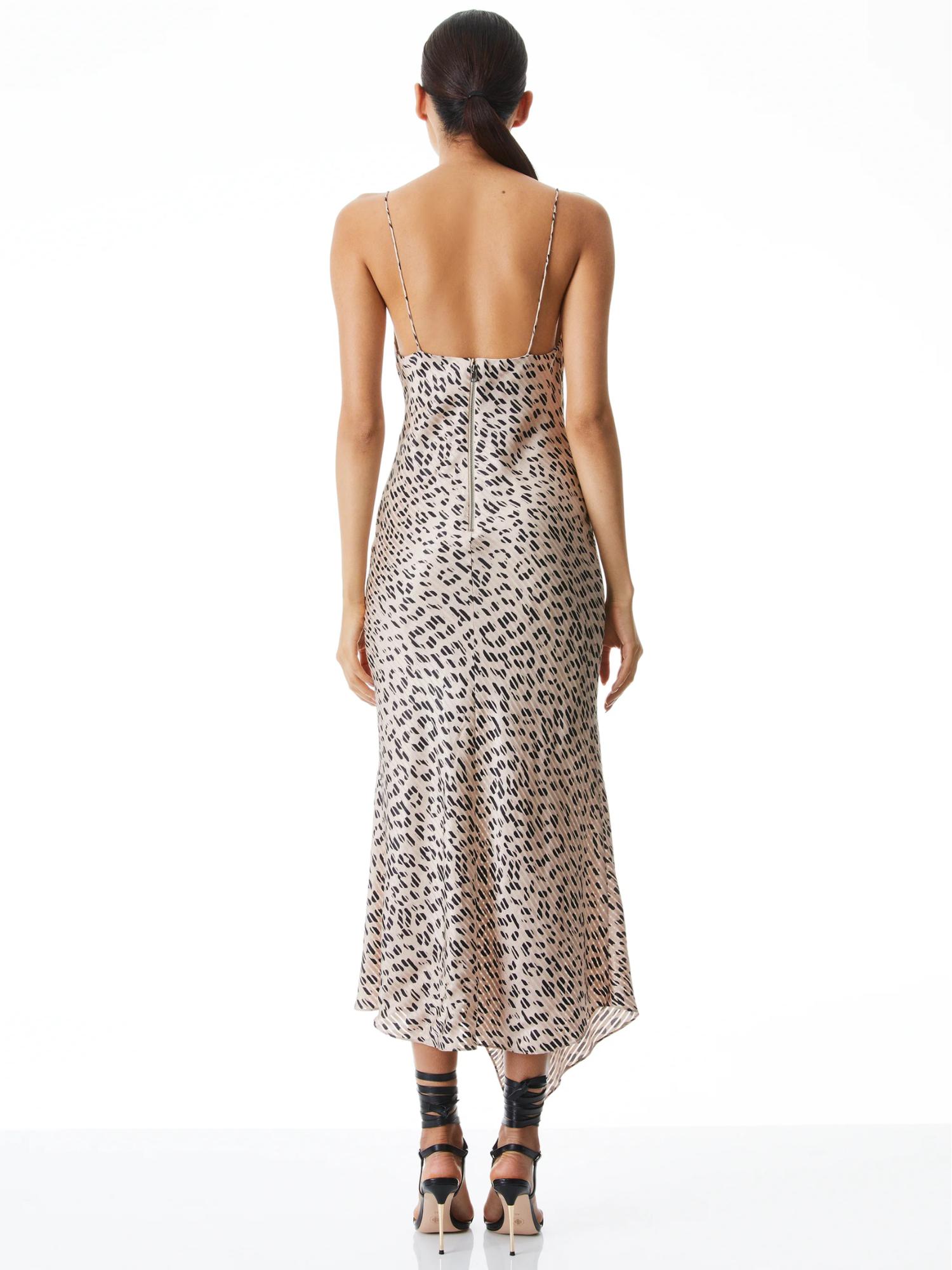 navy blue dress for baby girl Alice and Olivia Alice + Olivia Harmony Asymmetrical Midi Dress main image 0