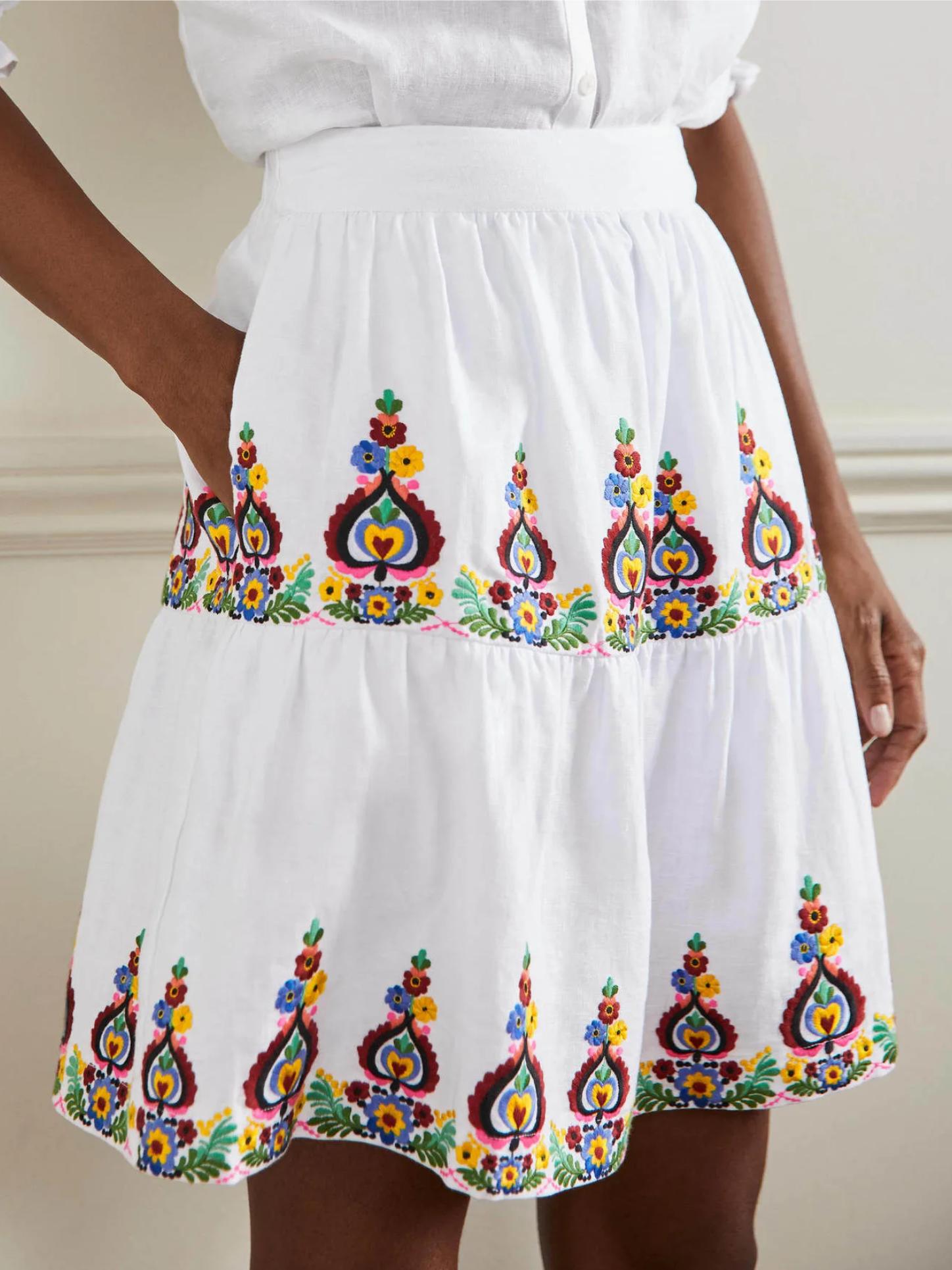 sachin and babi light blue dress BODEN Una Linen Embroidered Dress