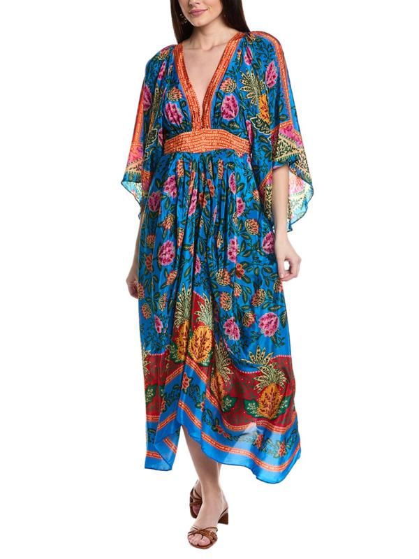 farm rio blue pineapple garden maxi dress Green Pineapple Garden Organic Cotton Maxi Dress – FARM Rio main image 0