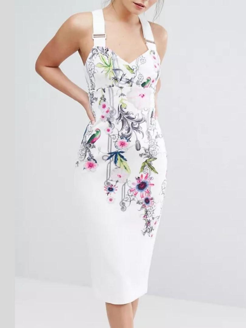 silk midi dress white Veronica Beard Georges Linen Midi Dress | White