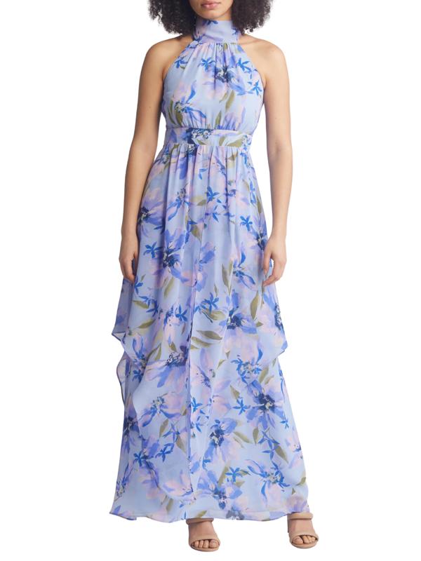 Armoire | Rent this Eliza J Halter Neck Chiffon Maxi Dress