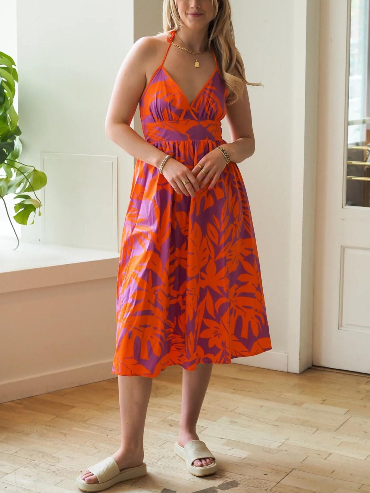 knee length dresses for ladies Steve Madden Libby Midi Dress – Cross‑Front, Oatmeal, Pockets
