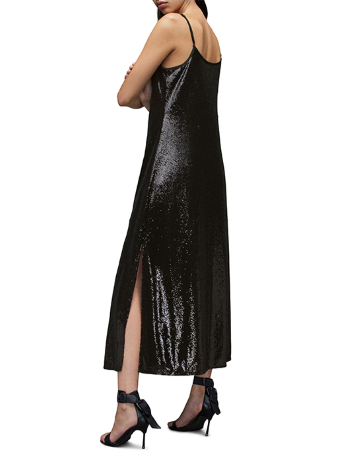 beige and black dress Gala-worthy beige maxi dress covered in Black sequined ornament, Smoky Quartz S / 4 / Beige&Black main image 1