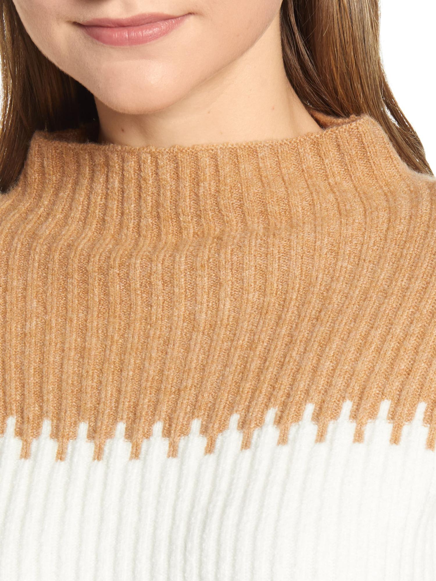 High Neck Color Block Sweater