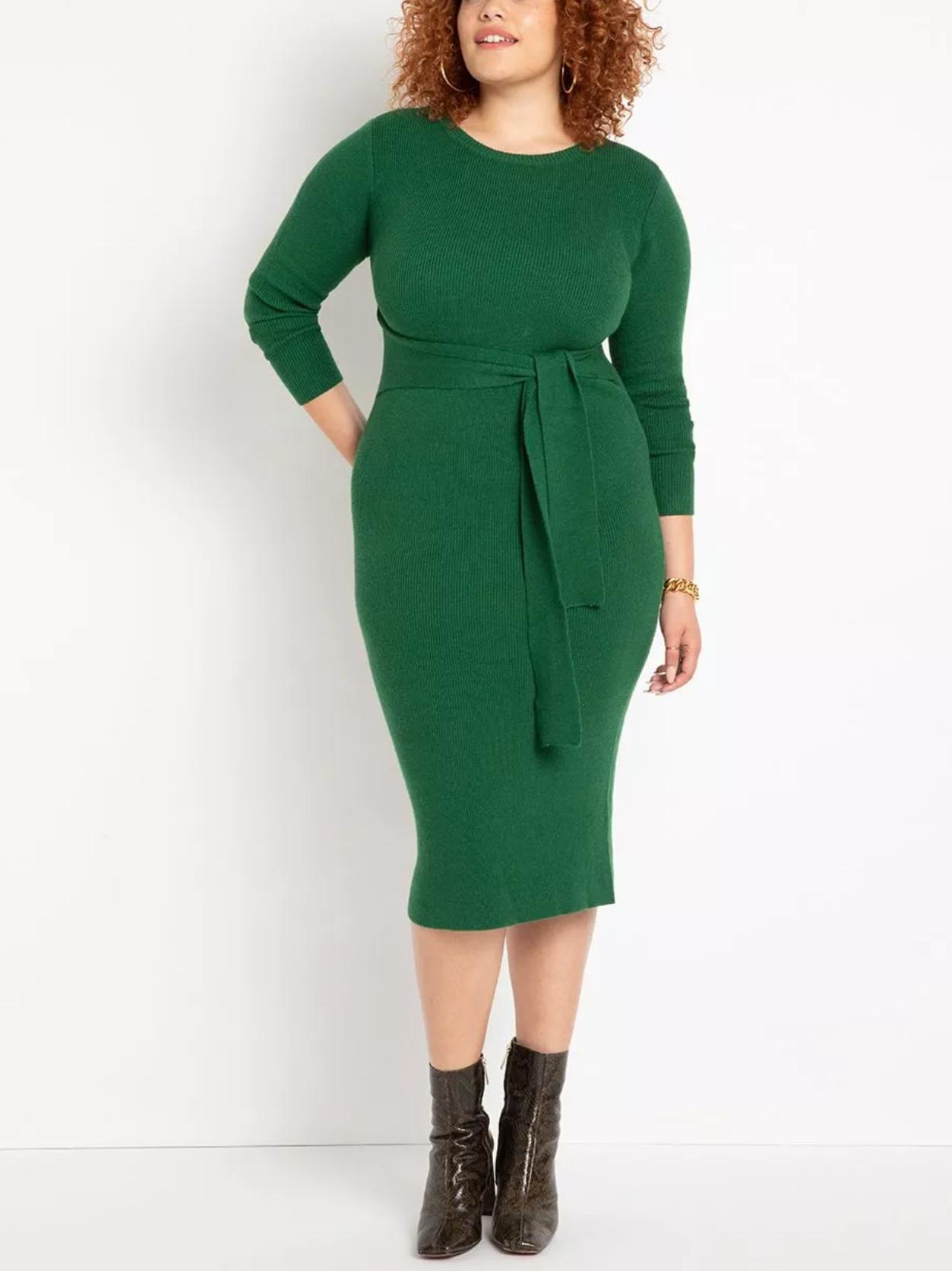 Armoire | Rent this Eloquii Tie Waist Midi Sweater Dress