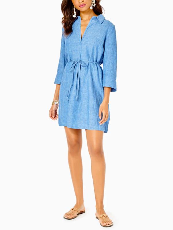 pilar linen tunic dress Lilly Pulitzer Women's Pilar Linen Tunic Dress Aura Pink