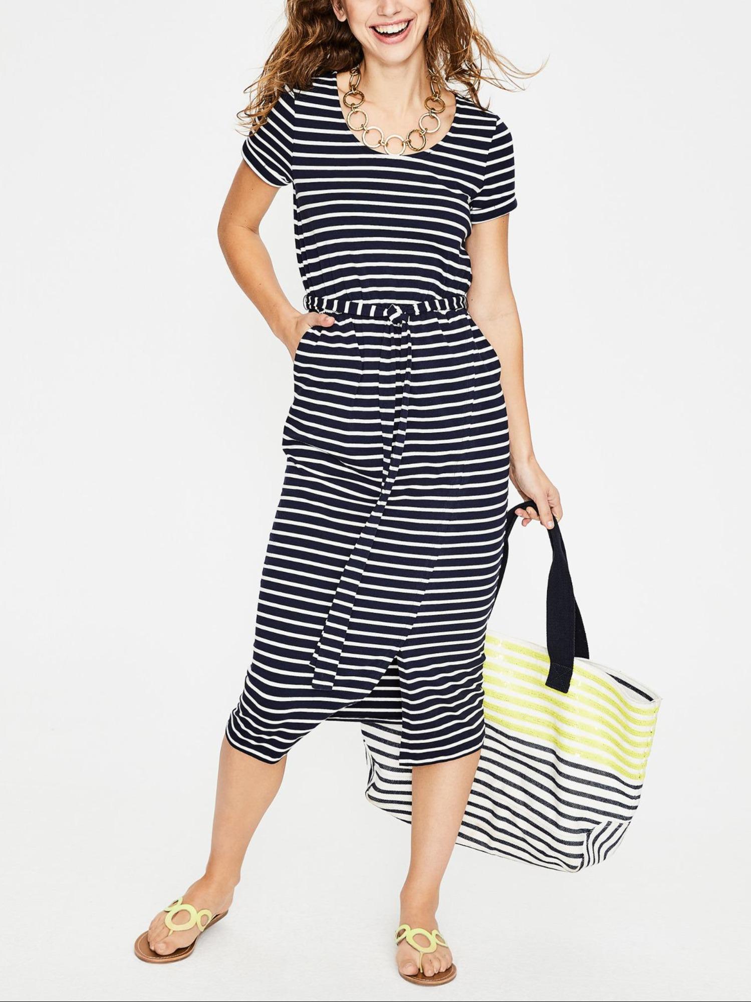 knee length dresses for ladies Black Scoop Neck A-Line Midi Dress main image 0