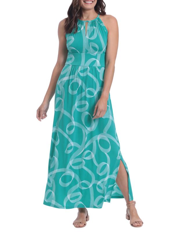 halter neck plunge dress Plunging V Neck Halter Gown - Black main image 1