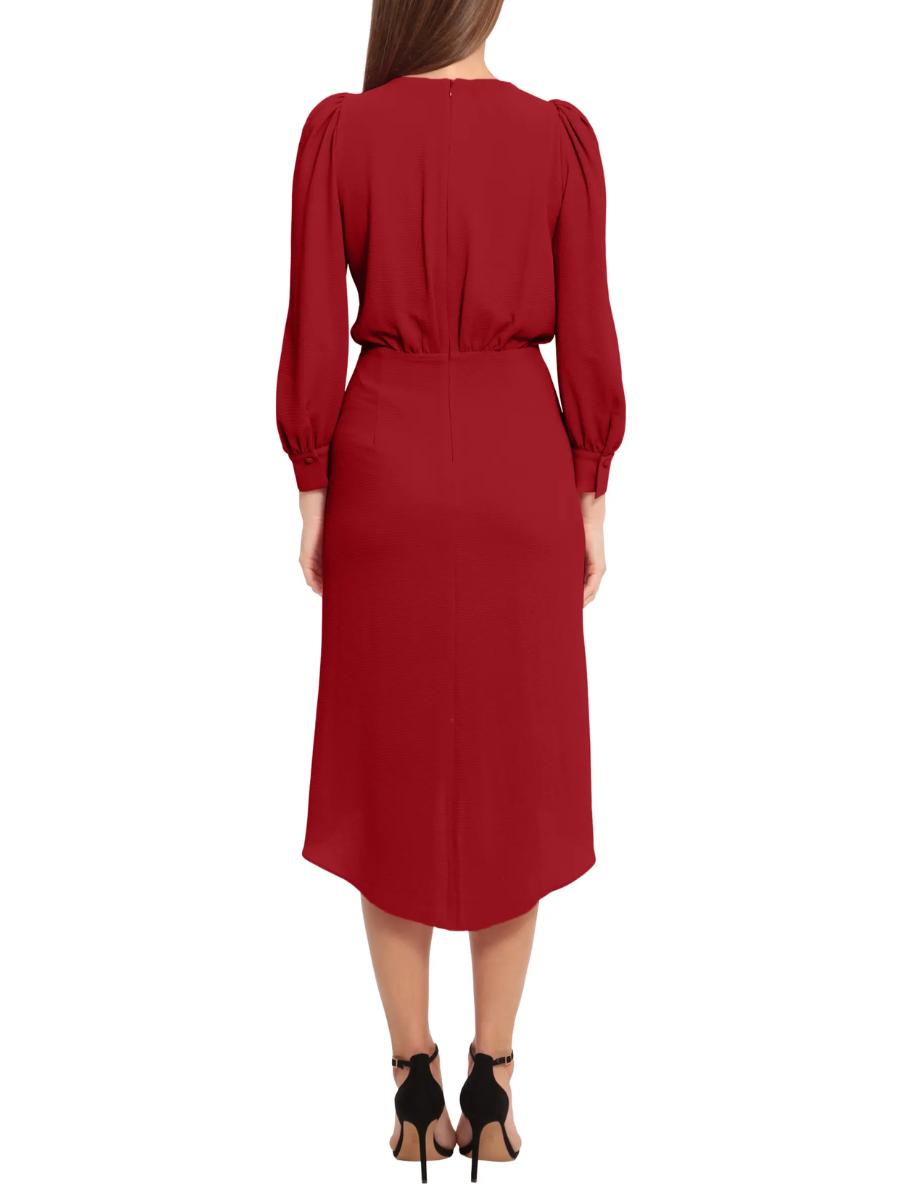 Armoire | Rent this Maggy London Ruched Long Sleeve High-Low Midi Dress