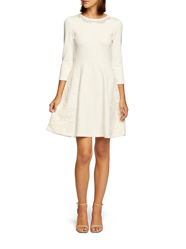 lace midi dress cocktail and party Bebe Women's Halter Tiered Lace Midi Dress main image 1