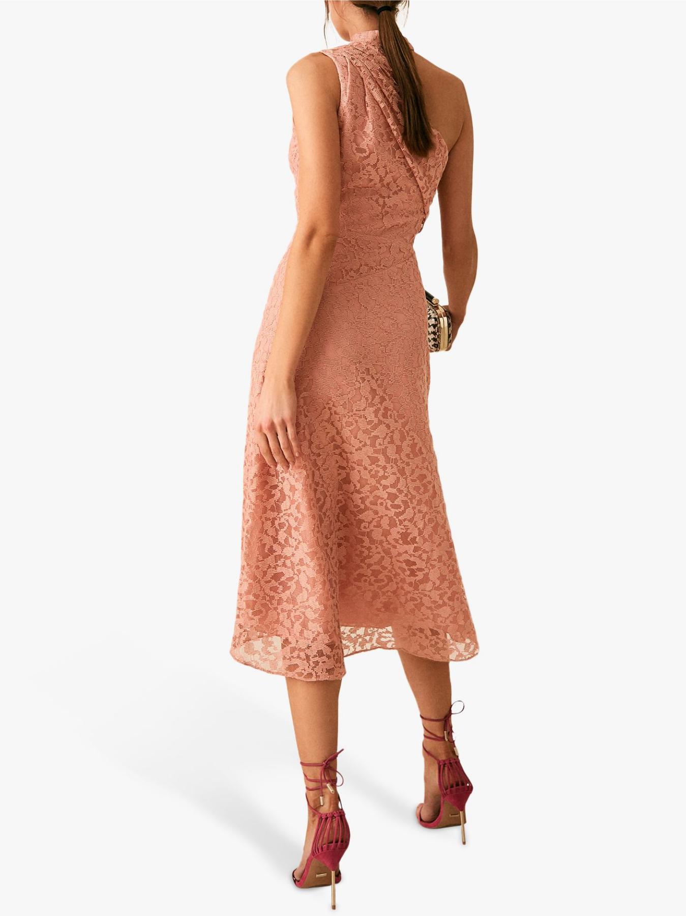 reiss asymmetric dress Reiss Kenzie Satin Asymmetric Draped Midi Dress