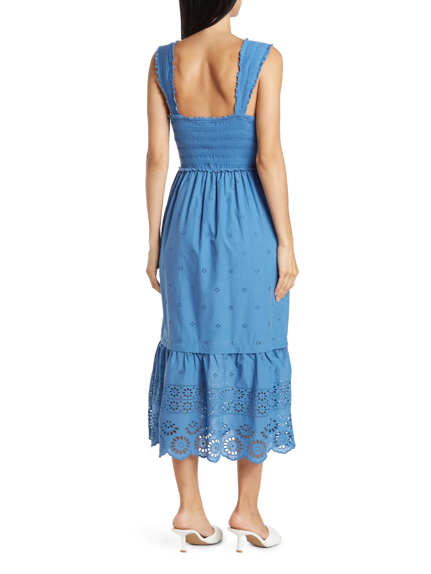 Armoire | Rent this Betsey Johnson Smocked Embroidered Eyelet Midi Dress