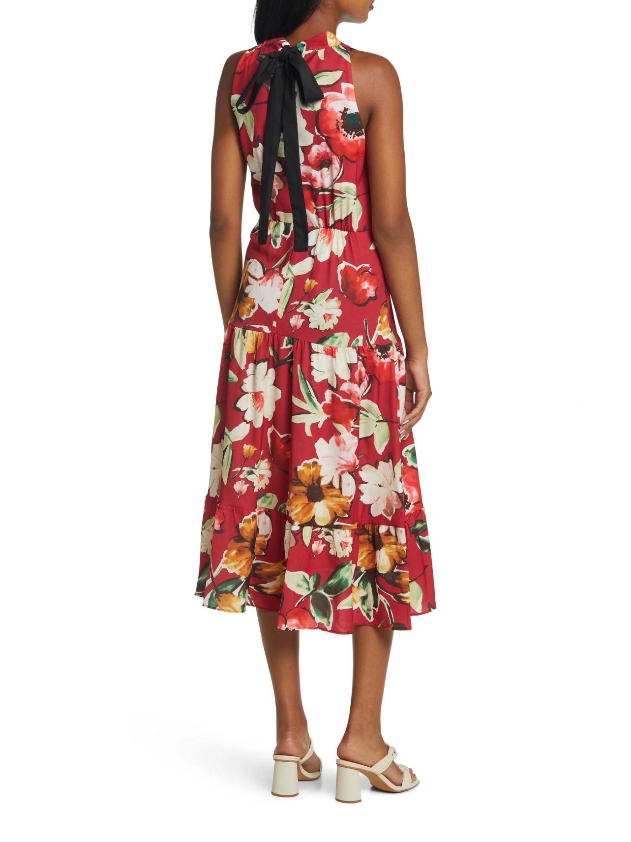 Armoire | Rent this Sam Edelman Floral Bow Back Mock Neck Midi Dress