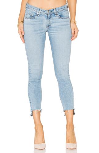 Mid-Rise Step Hem Frayed Skinny Capri Jeans