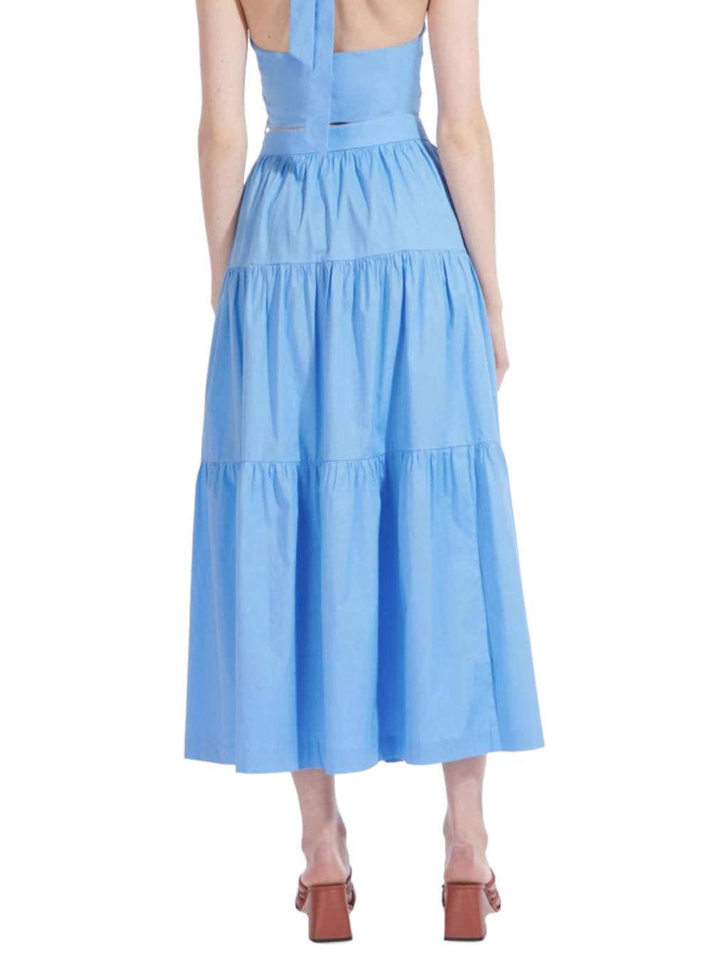 business casual blue dress Staud Short Sleeve Wells Dress Blue Toile