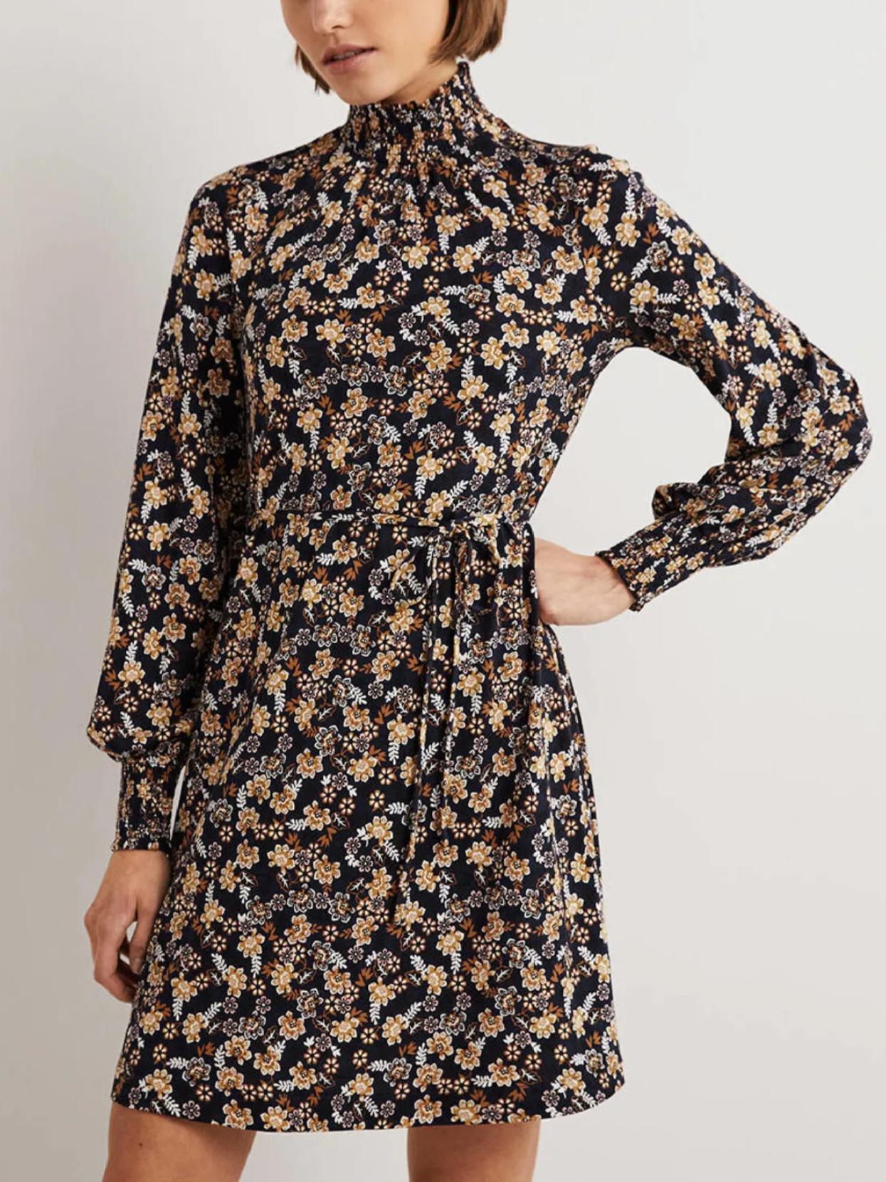 slim fit dress slacks Boden Women's Halter Fit & Flare Gold Dress in Metallic main image 0