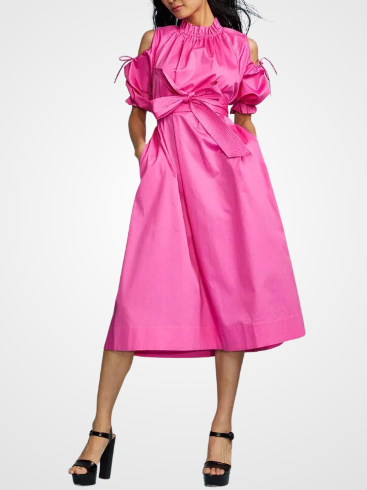 open lace back dress Cynthia Rowley Izra Dress (US, Alpha, X-Small, Regular, Regular, PNKWT) Pink  at Amazon Women's Clothing store