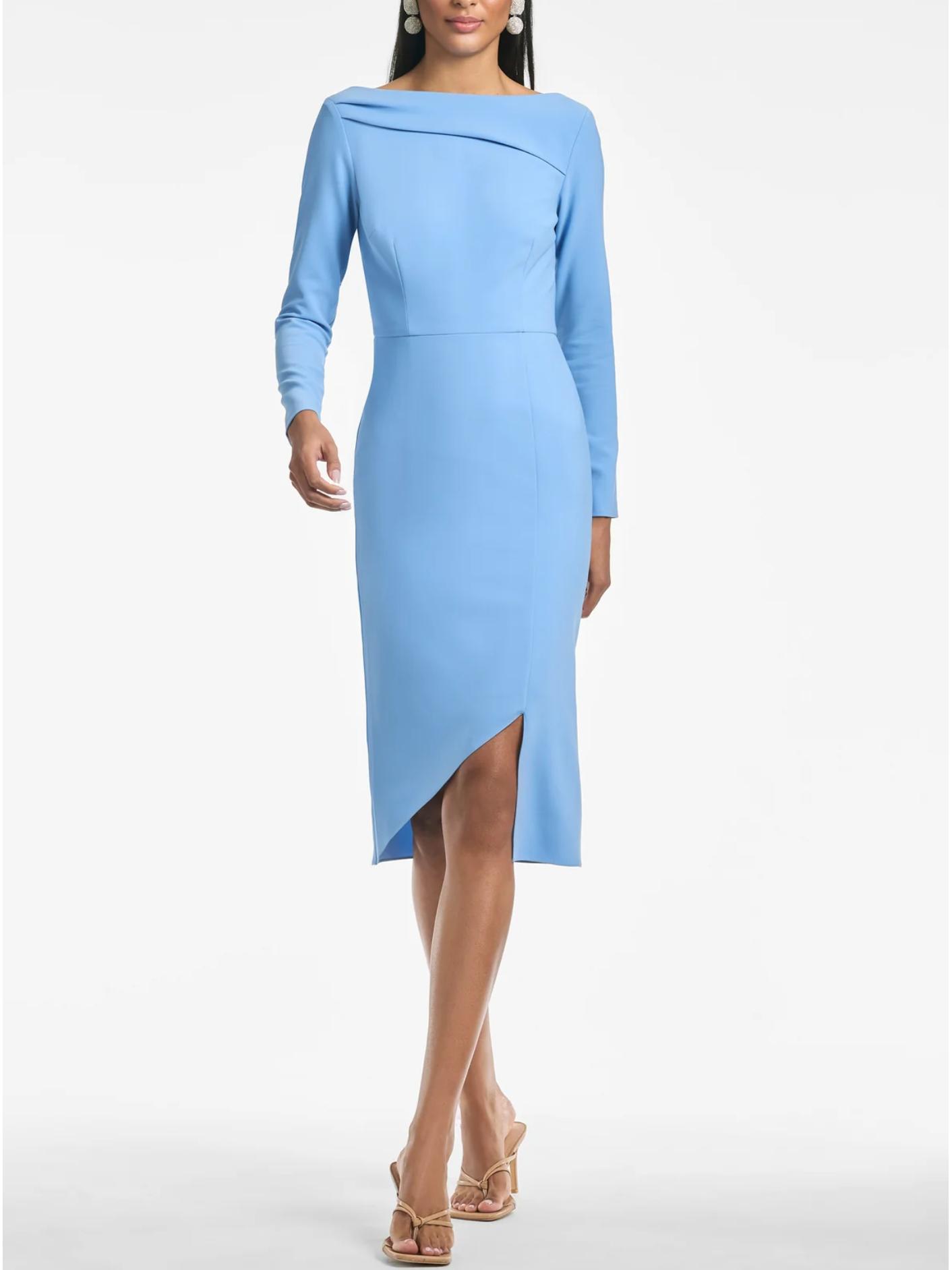 asymmetric neck midi dress In The Style Green Satin Asymmetric Neckline Midi Dress 6 main image 1