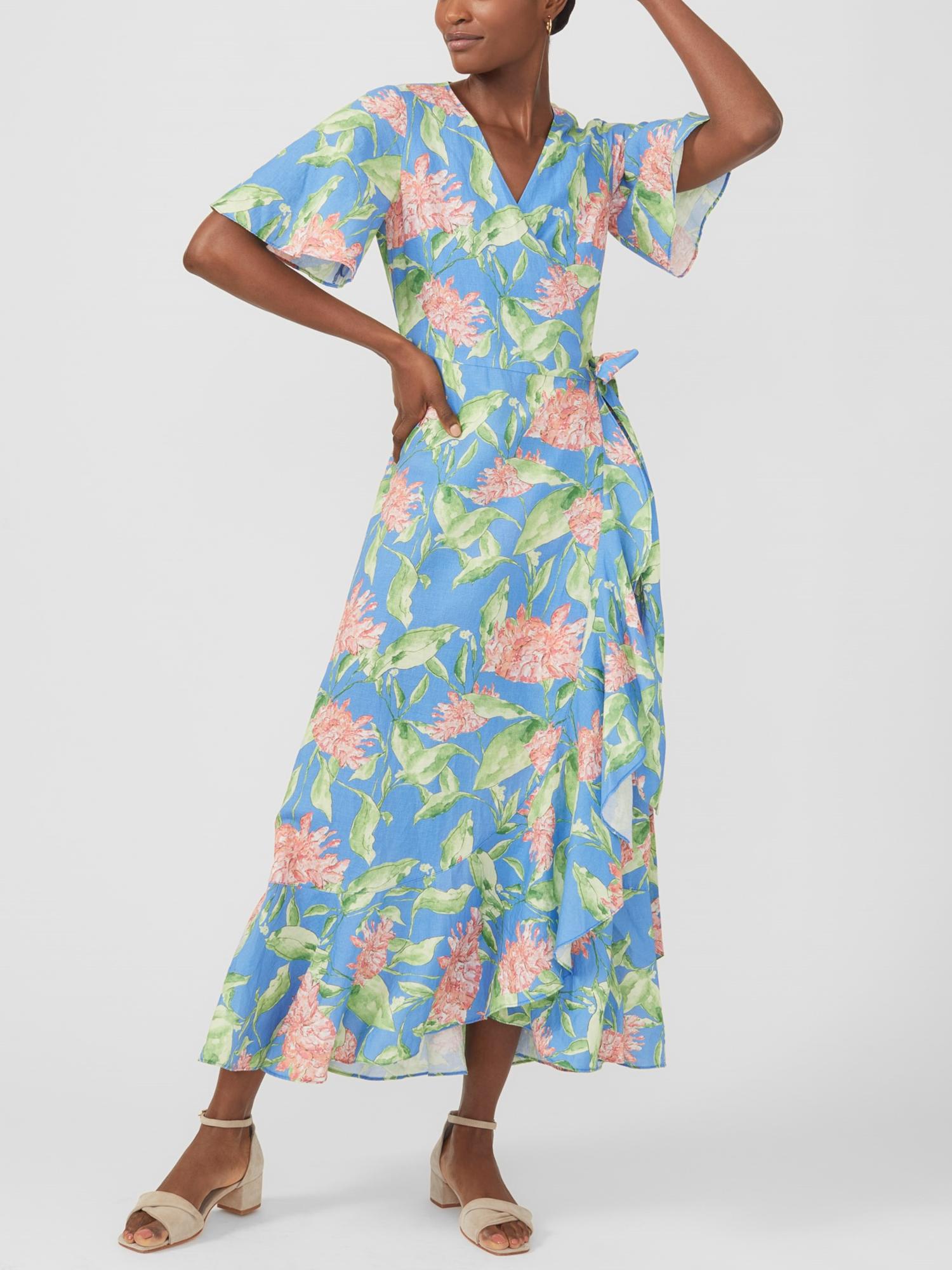 a line midi dress short sleeve Elegant Floral Print Short Sleeve A-Line Midi Dress main image 1