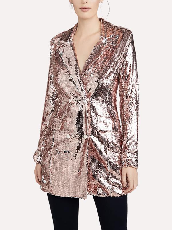 slim fit dress slacks Sequins On The Rocks Blazer Dress in Rose Gold main image 0