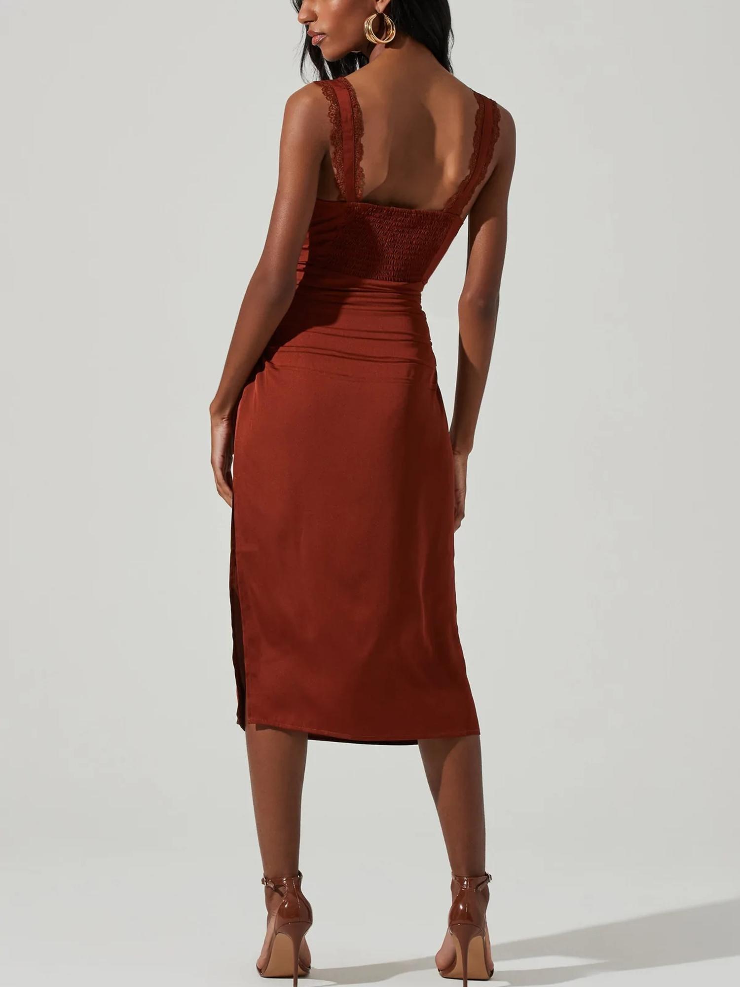 Armoire | Rent this ASTR the Label Alva Ruched Lace Trim Midi Dress Armoire | Rent this ASTR the Label Alva Ruched Lace Trim Midi Dress