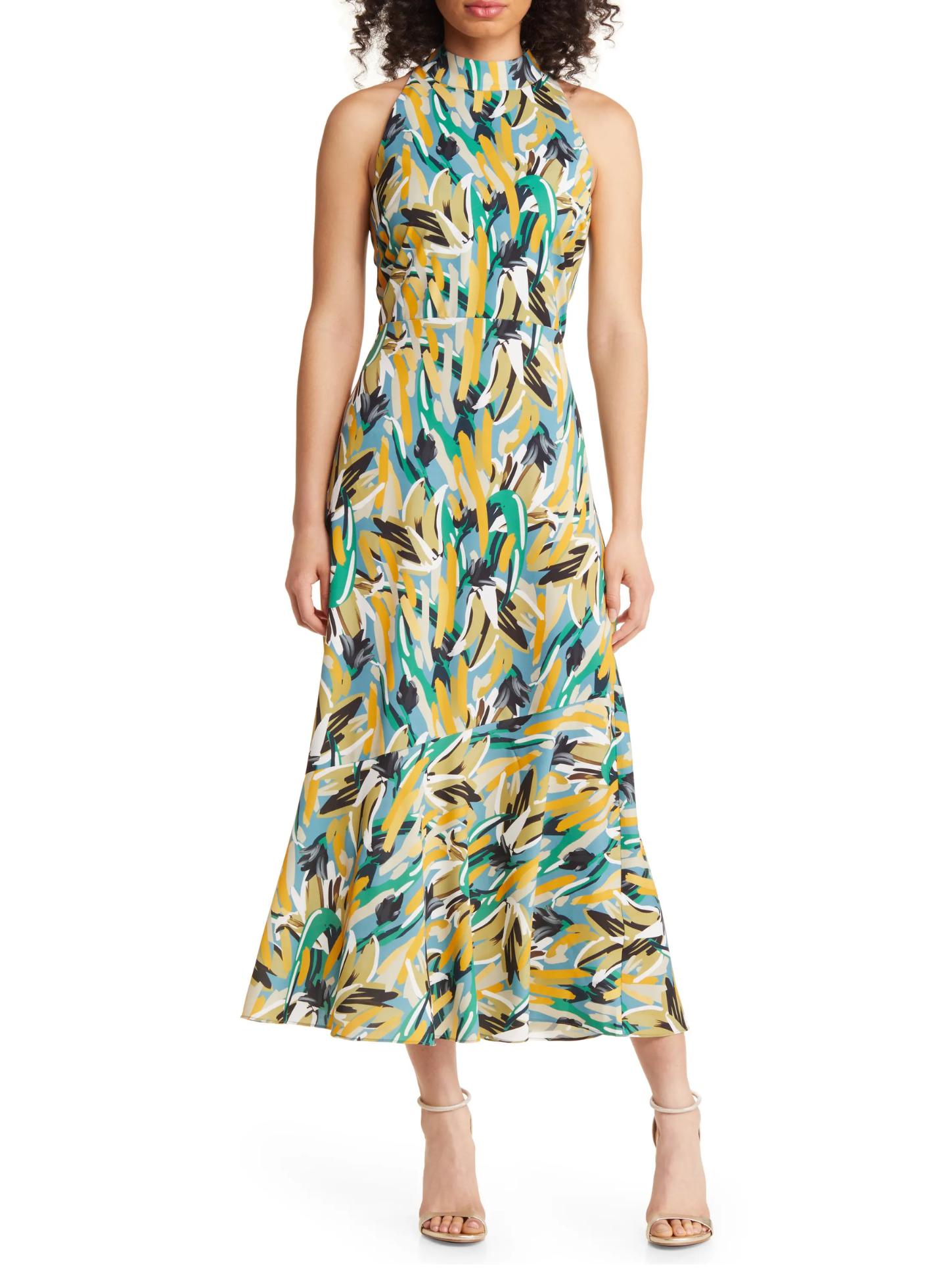 Armoire | Rent this Sam Edelman Abstract Finger Paint Mock Neck Midi Dress
