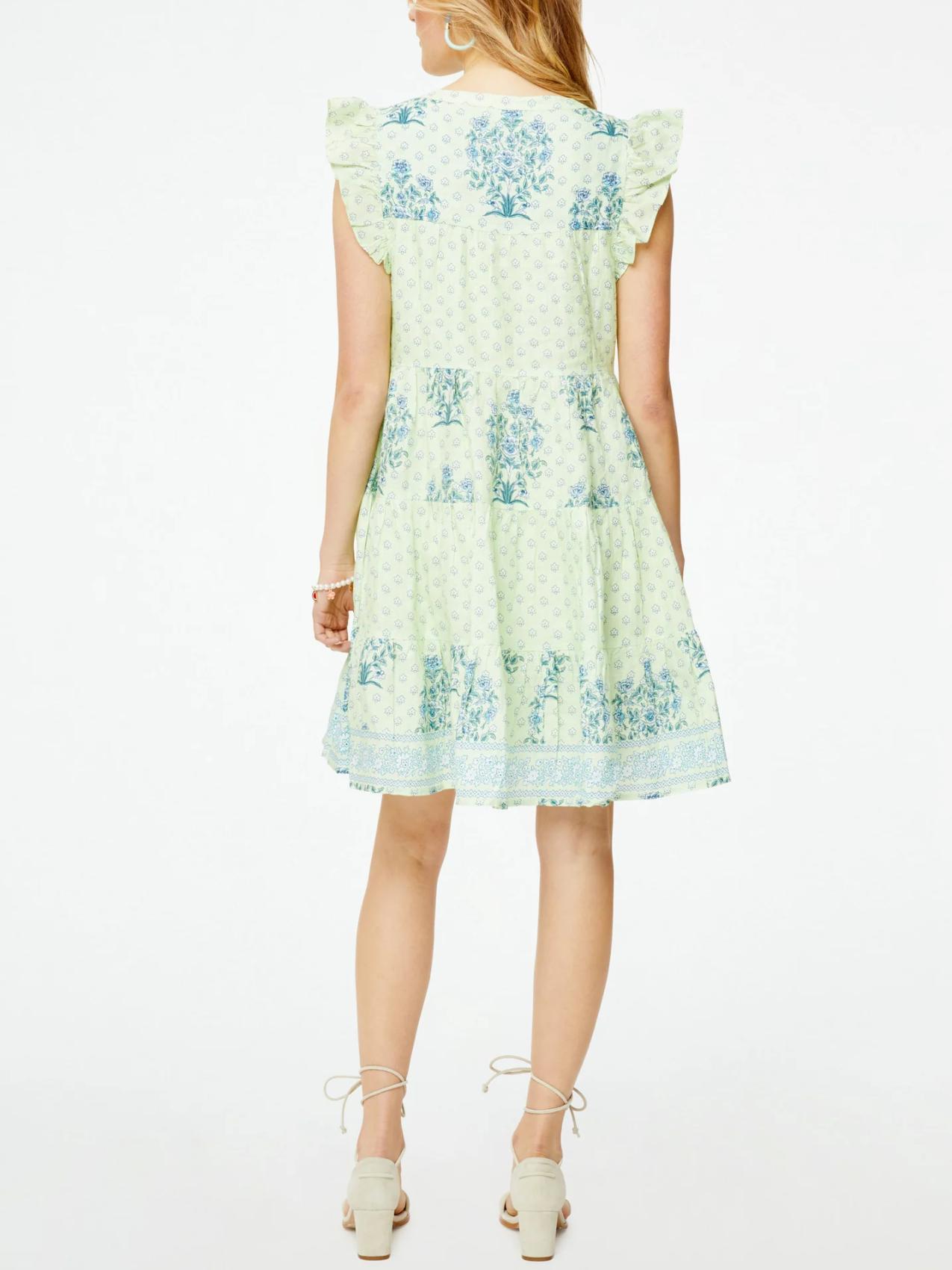 knee length dresses for ladies Tatum Linen Flutter Sleeve Dress in White