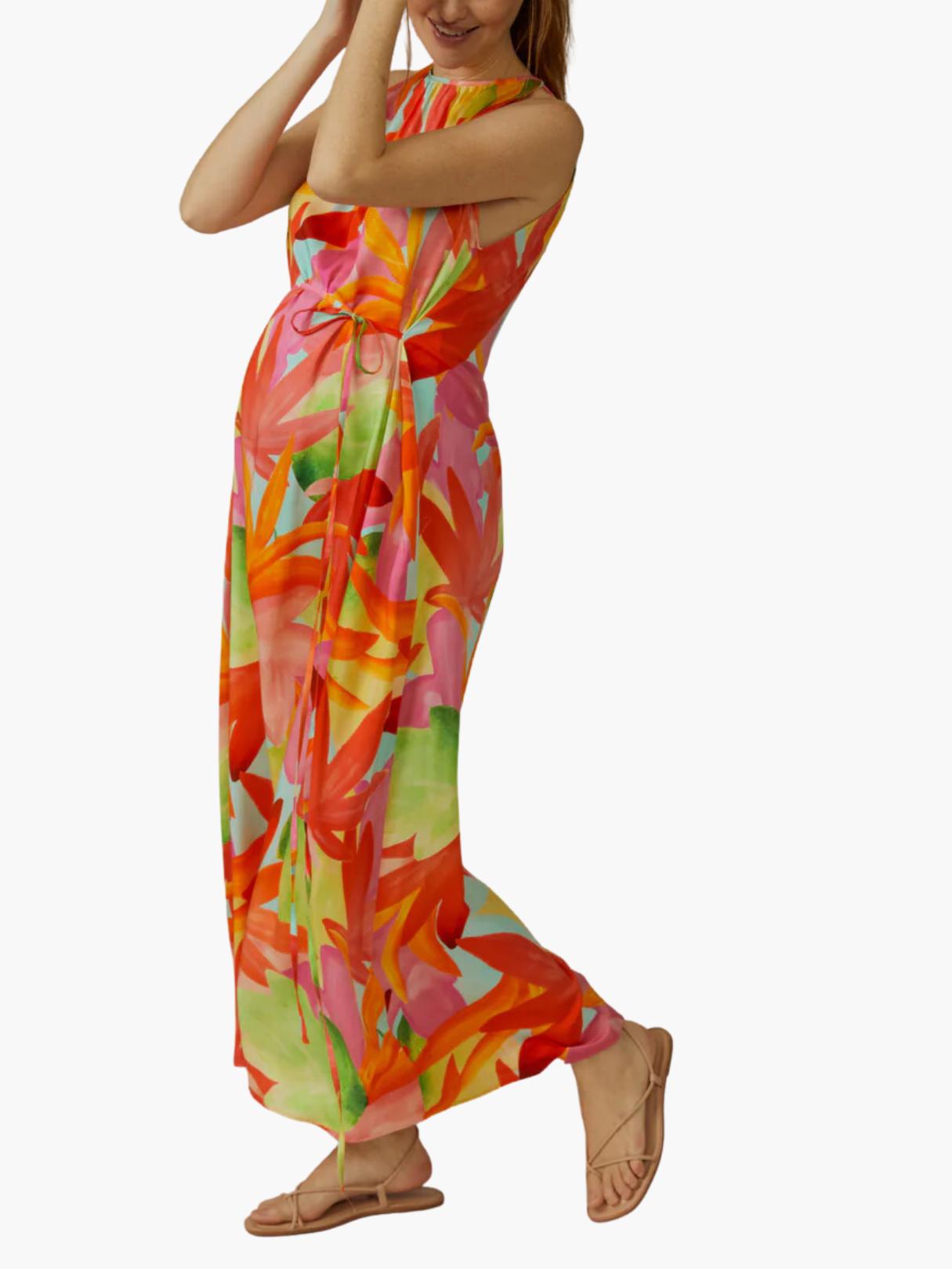 white christmas dresses Mint Green Floral Smocked Chiffon Maternity Maxi Dress – PinkBlush main image 0