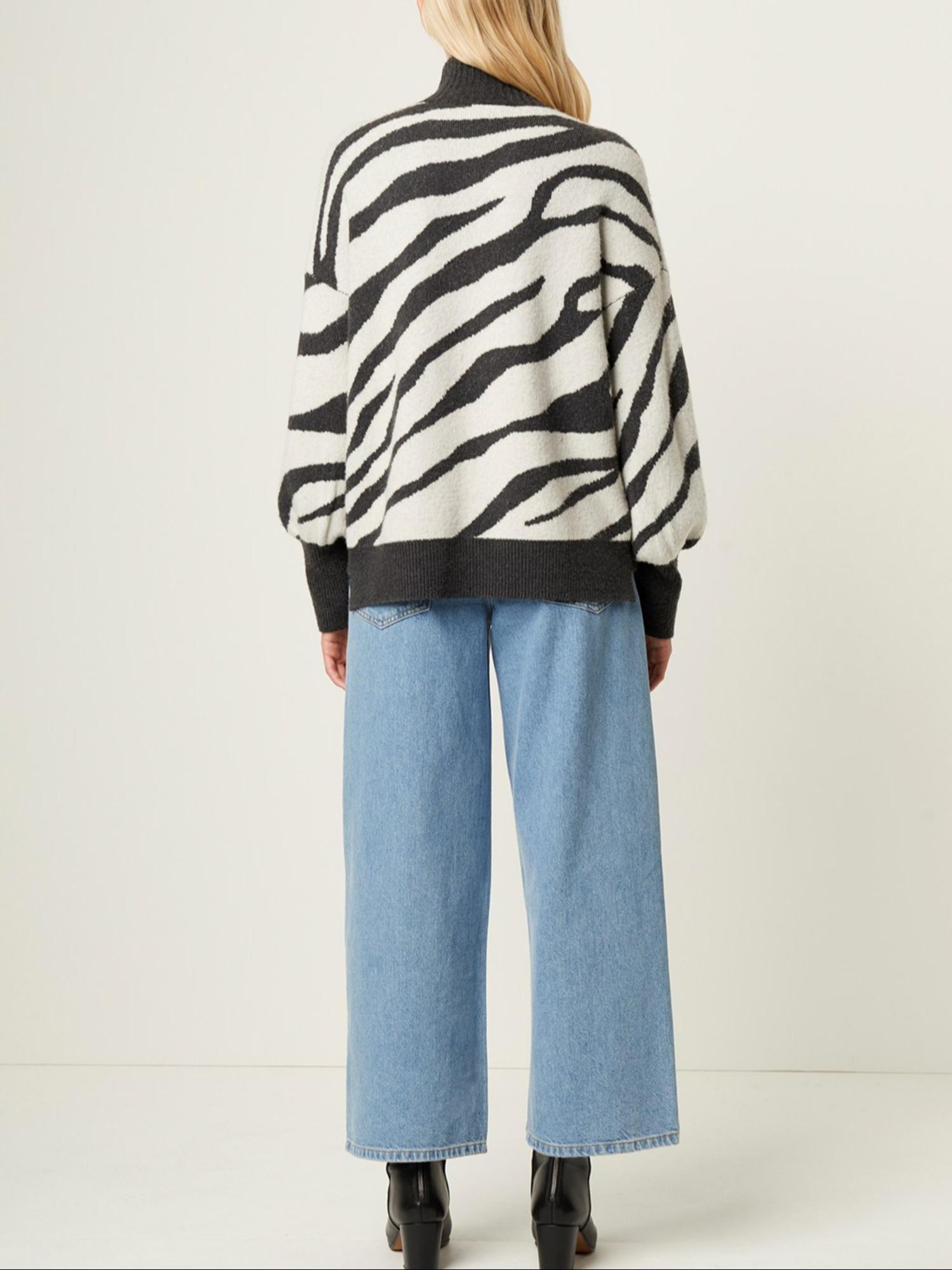 Tiger Jacquard High Neck Sweater