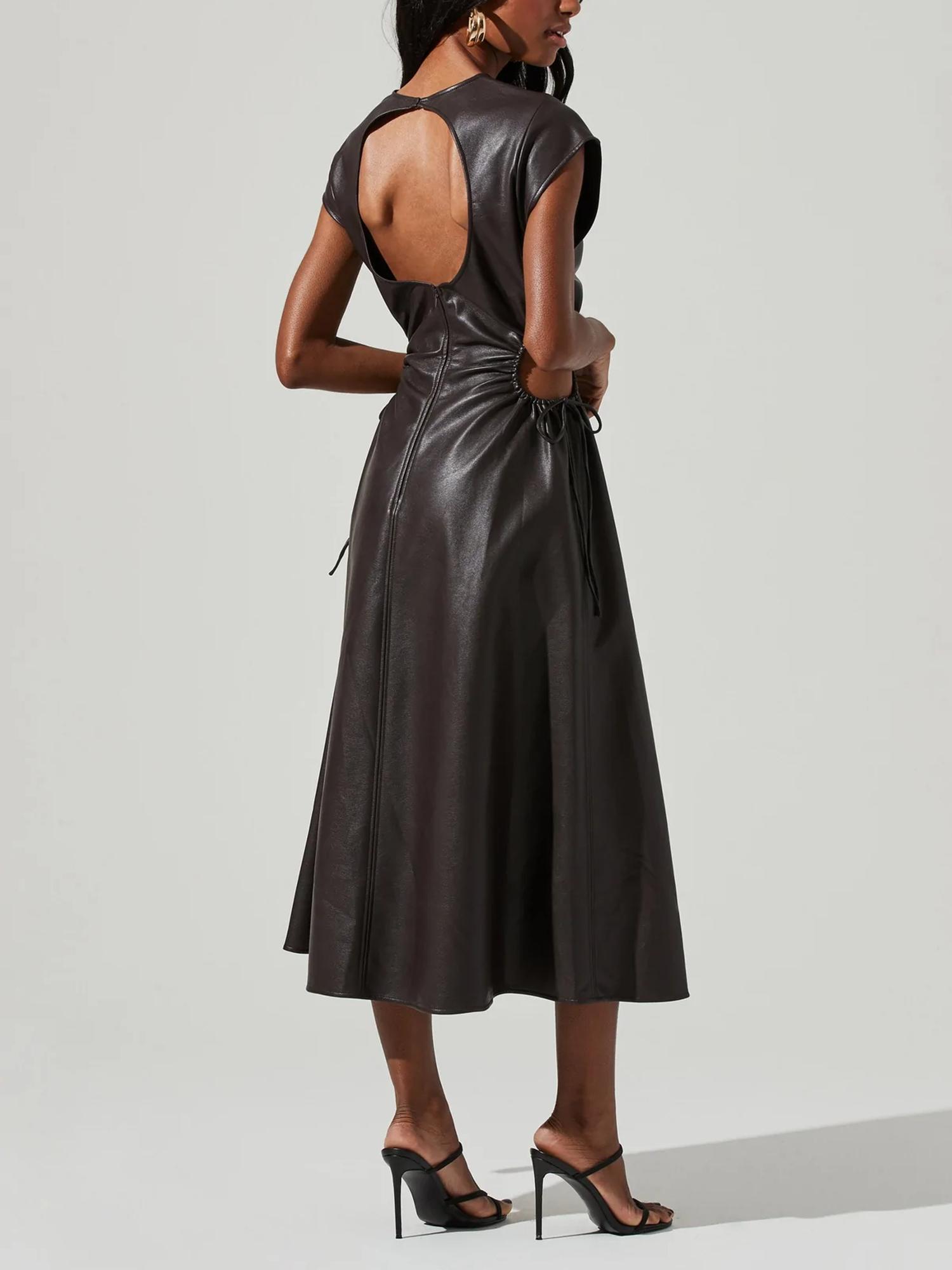 Armoire | Rent this ASTR the Label Miranda Faux Leather Open Back Cut Out  Midi Dress