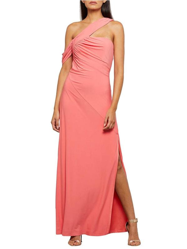 bcbg one shoulder pink dress Buy BCBG Embellished One Shoulder Maxi Dress In Pink