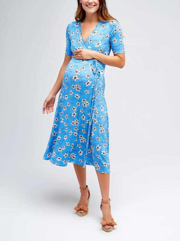 ae floral flutter sleeve smocked midi dress Flutter Sleeve V-Neck Smocked Waist Midi Dress Teal / Small