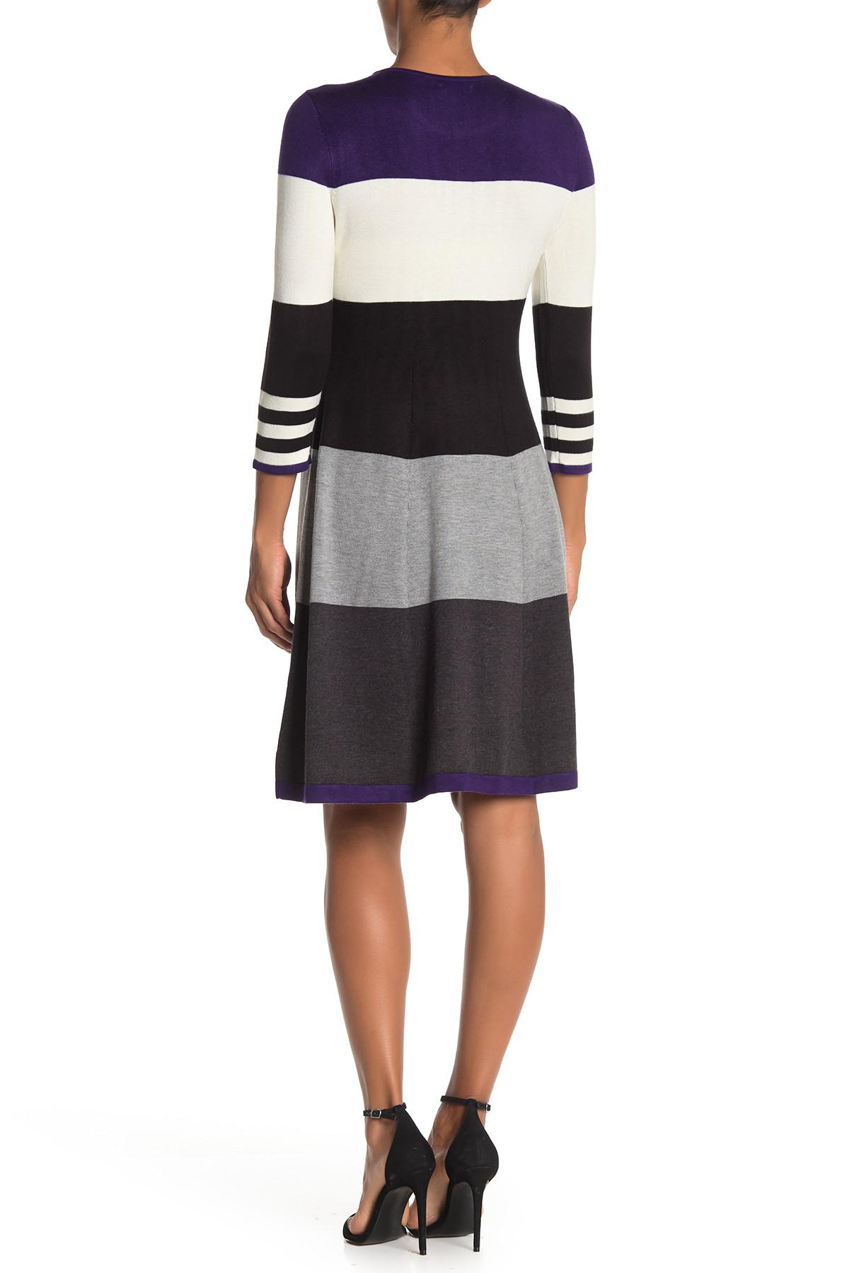 Eliza J Crew Neck Colorblock Knit Dress