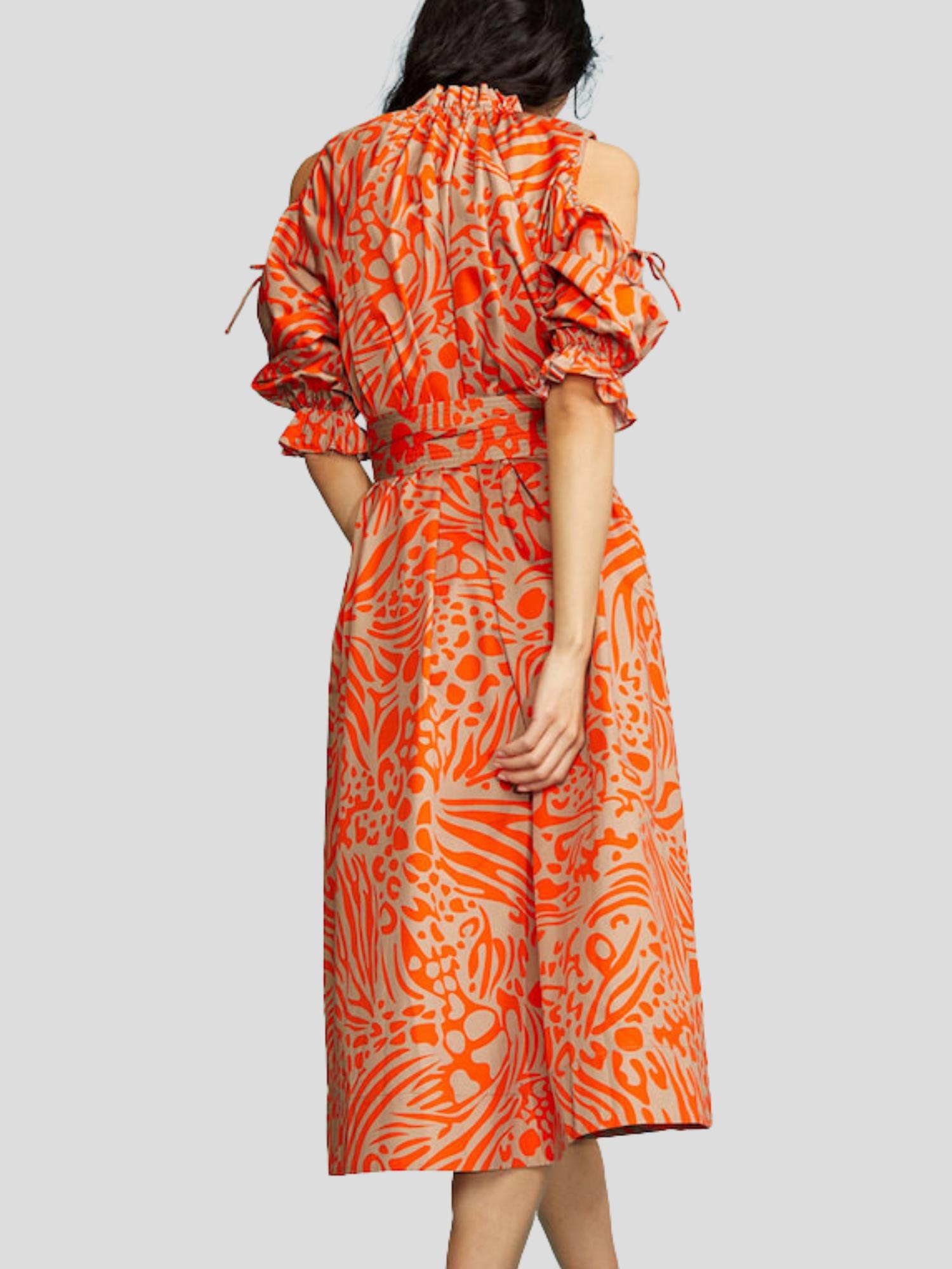 cynthia rowley orange dress Cynthia Rowley - Red Fit & Flare Midi Dress