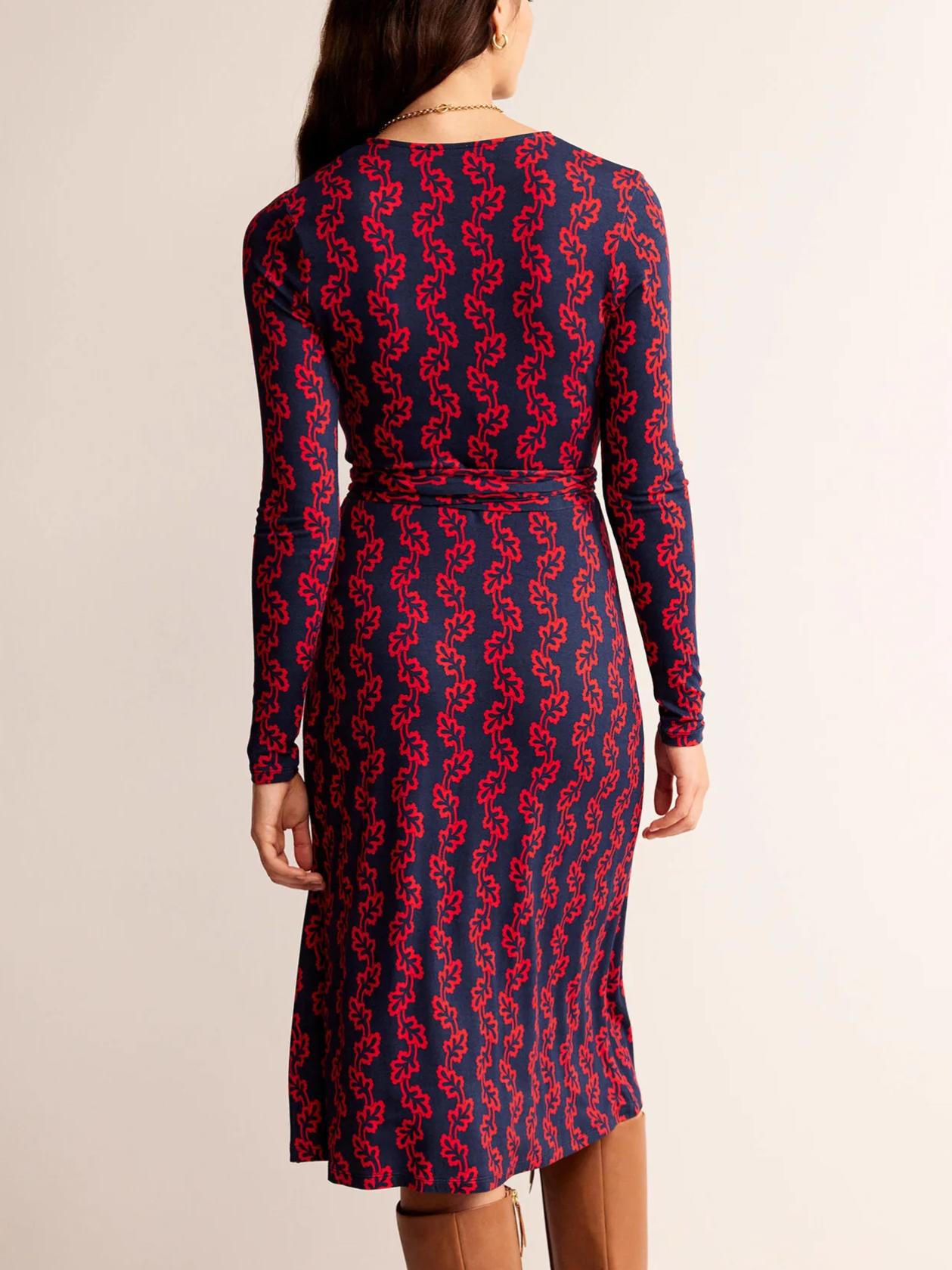 knee length dresses for ladies Lily Long Sleeve Midi Dress-Emerald, Delicate Carnation main image 1