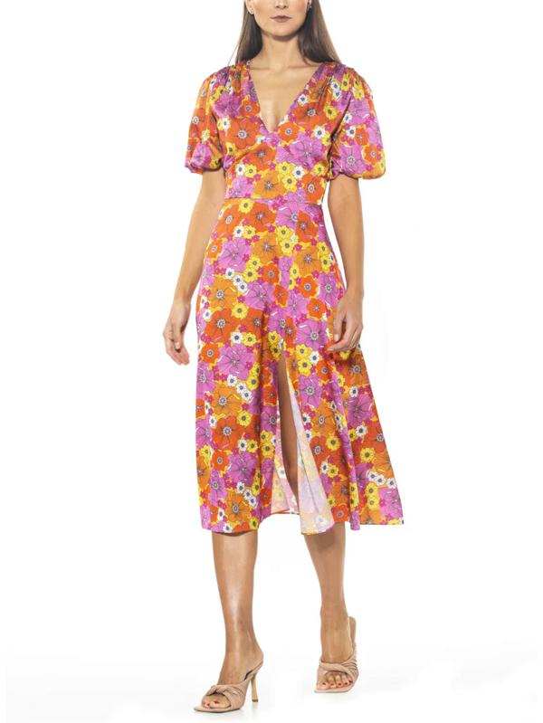 knee length dresses for ladies Goldie Floral Off White Rafa Midi Dress