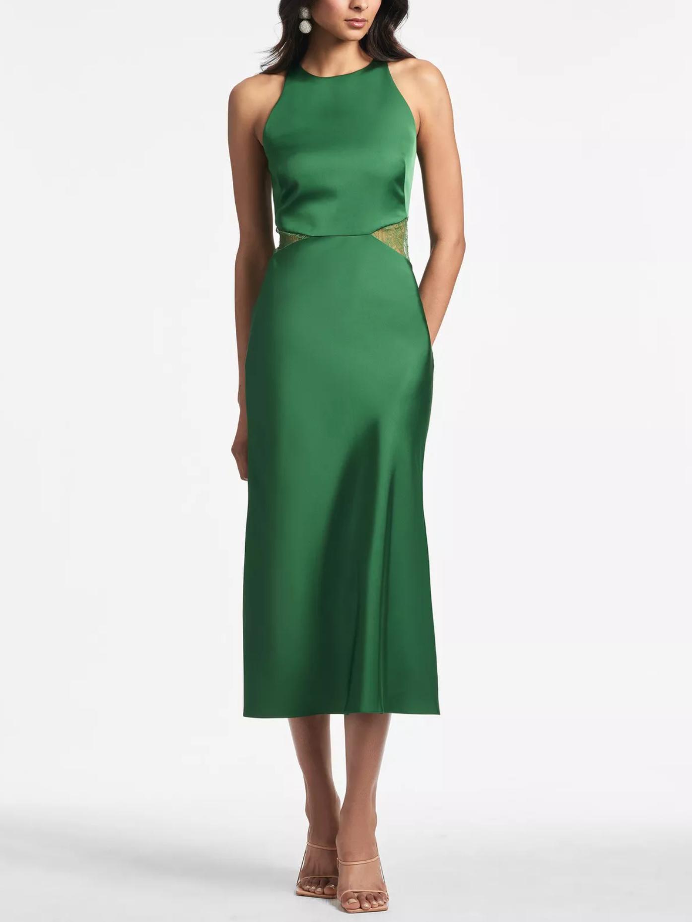 sachin & babi satin midi dress Sachin & Babi Melody Ruched-Bust Satin Midi Dress