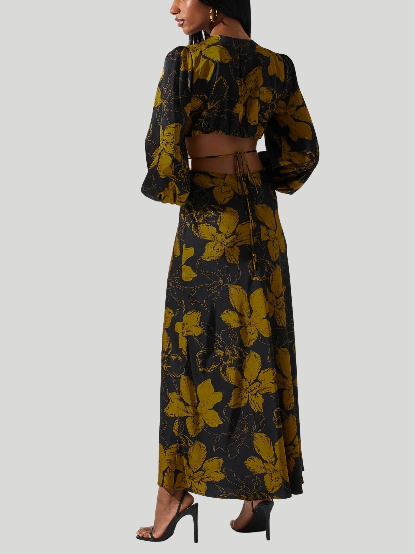 knee length dresses for ladies Quinn Floral Cutout Maxi Dress