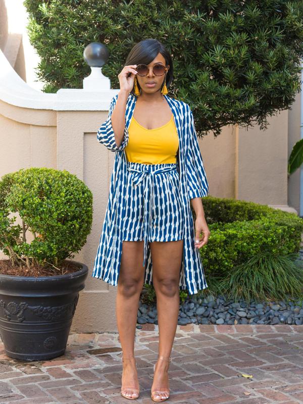White and Blue Two Piece set rented from Armoire Style