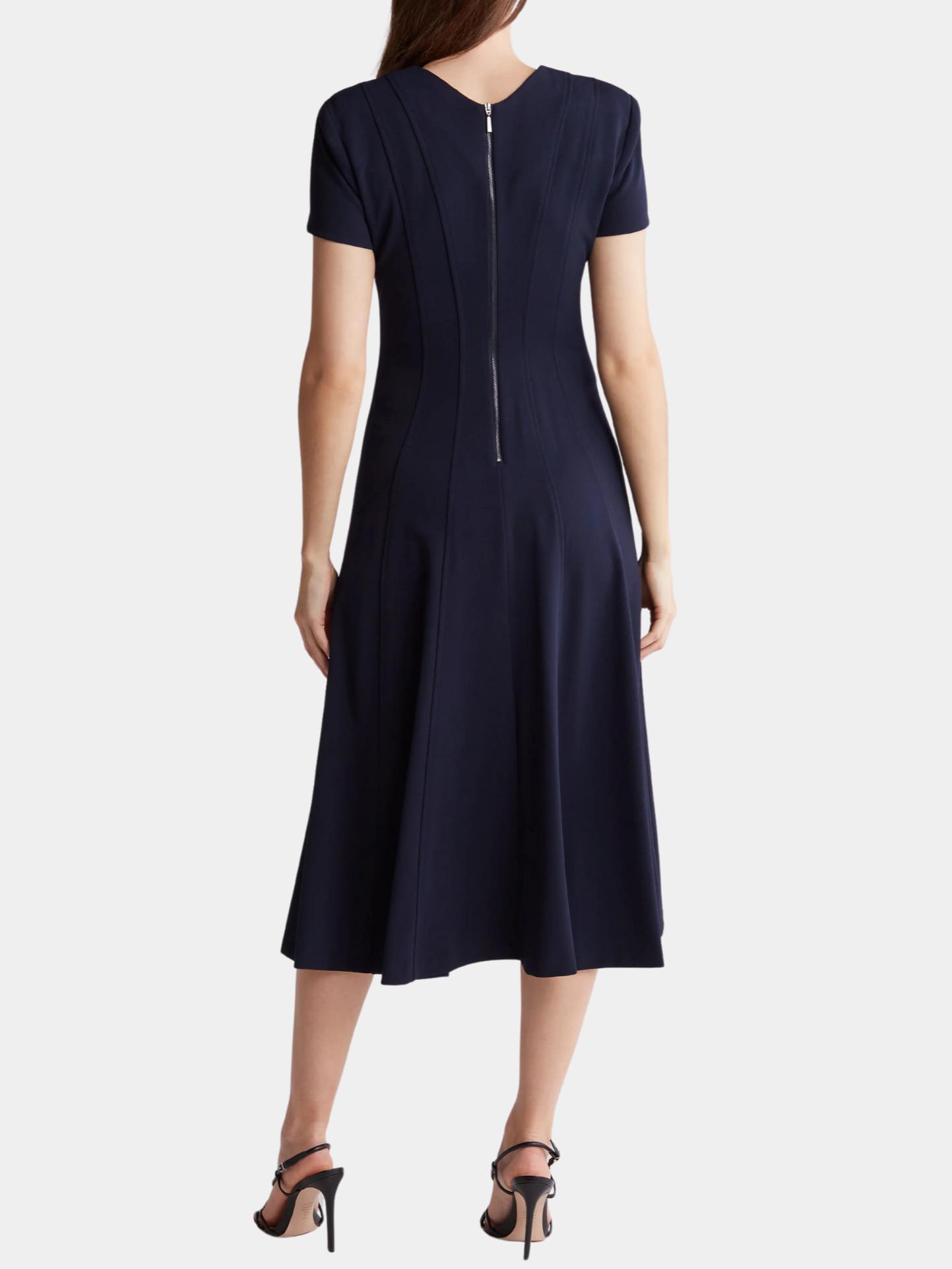 chinese dress ladies Calvin Klein Women's Sleeveless A Line Midi Dress with V Neckline, red, 8  at Amazon Women's Clothing store main image 1