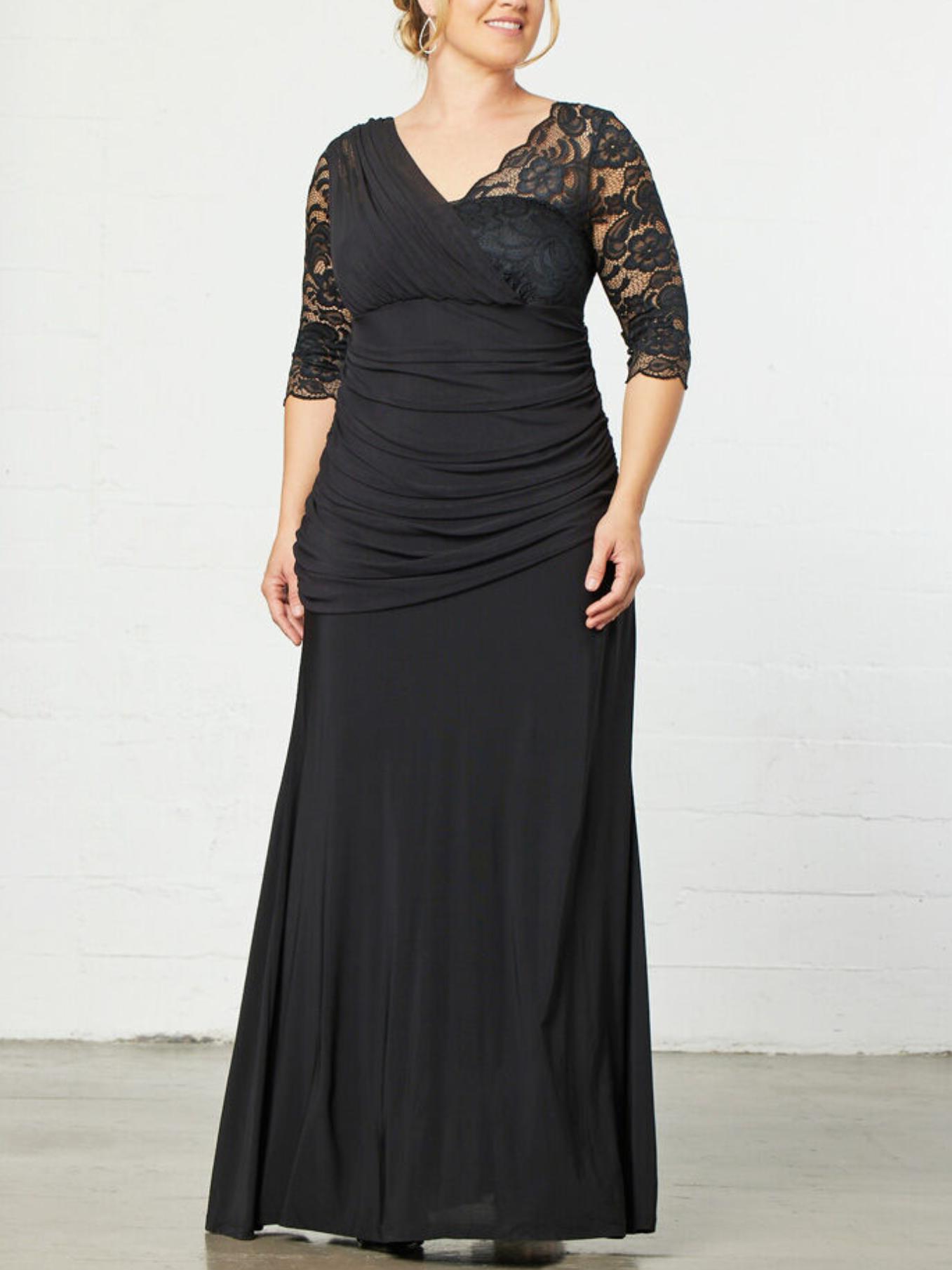 chinese dress ladies Kiyonna Women's Plus Size Scalloped Boudoir Lace Dress main image 1